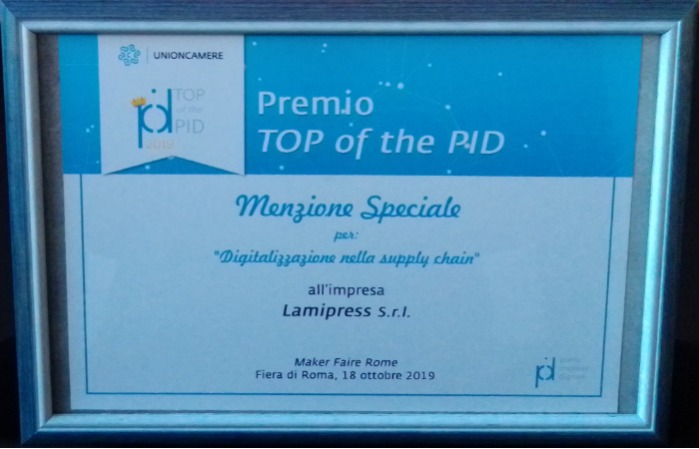 Premio TOP of the PID 2019 Unioncamere
