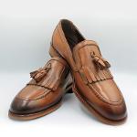 Светло-коричневые туфли с кисточками из натуральной кожи