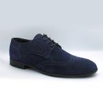 Классические мужские туфли из темно-синей замшевой кожи