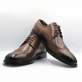 Мужские туфли из натуральной кожи коричневого цвета со шнуровкой и вышивкой с